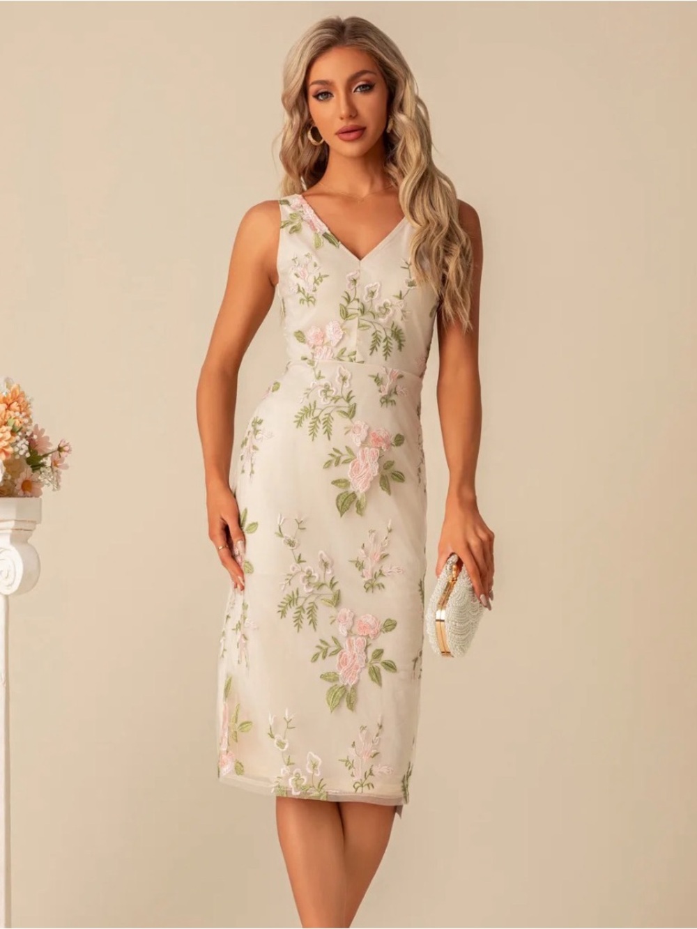 NWT JJ'S HOUSE Floral Embroidered Cottagecore Wedding Fairy Midi Dress Medium